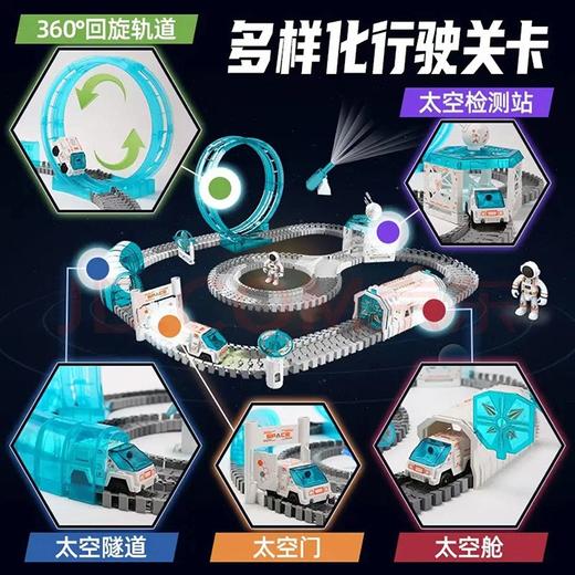 太空探索轨道车儿童电动火车轨道闯关大冒险益智积拼玩具男女礼物 商品图1