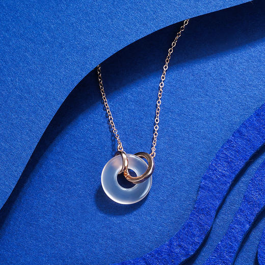 【眷恋】子佩集双环平安扣纯银玫瑰金白玉髓项链【ZJHY-N000867M】镀金2208 商品图6