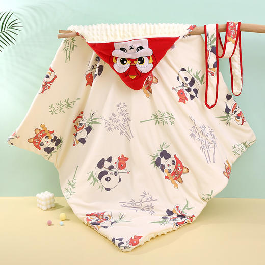 【萌趣动物夹棉豆豆绒抱被】春秋冬季厚款纯棉包裹被初生小包被宝宝产房婴儿抱被新生儿包单 商品图5