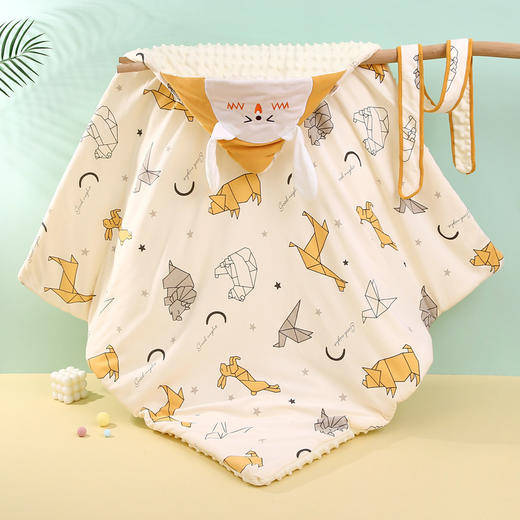 【萌趣动物夹棉豆豆绒抱被】春秋冬季厚款纯棉包裹被初生小包被宝宝产房婴儿抱被新生儿包单 商品图6