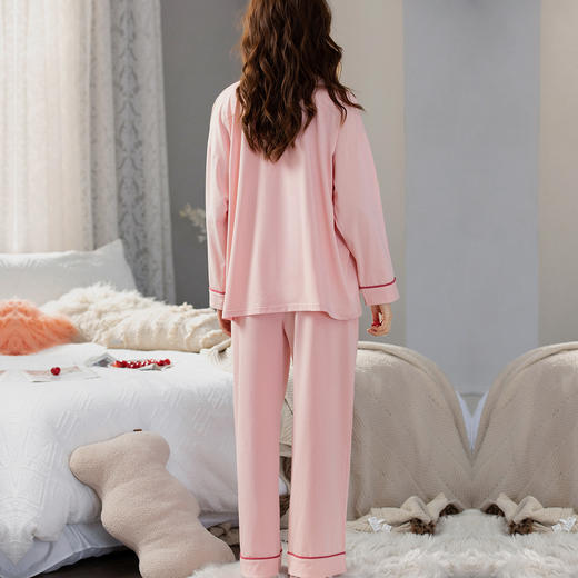 洁丽雅内衣秋上新全棉家居服套装圆领长袖长裤可爱浣熊可外穿女士家居服 商品图2