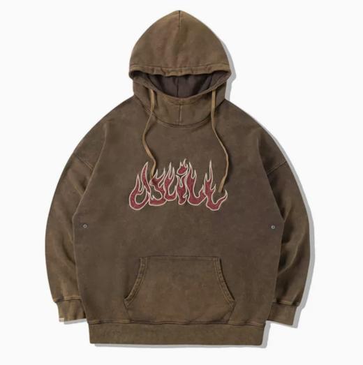 OSCill/火焰金光炒色连帽卫衣复古街头廓形新中式 商品图5