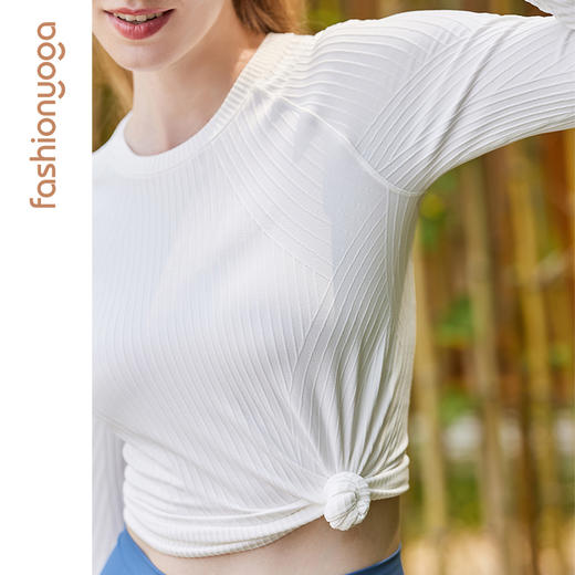 【双11折上折】凡圣瑜伽Q弹条纹一体织长袖（不含胸垫）F12383（收货7天内支持同款换货、不退款） 商品图1