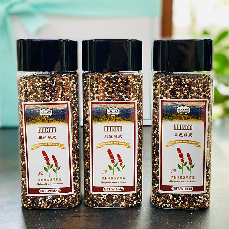 玻利维亚原生态有机三色藜麦  |  红、白、黑三色藜麦混合而成，原来米也可以很好看，口感也很赞，QQ的糯滑，回味有点清甜，一起藜麦大餐吃起来吧～