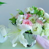 【你若成风】粉色系玫瑰4 白色百合1朵 绿色洋桔梗6朵 白色洋桔梗4朵 粉色康乃馨4 斑纹小菊1 茉莉花3（提拉米苏设计） 商品缩略图5
