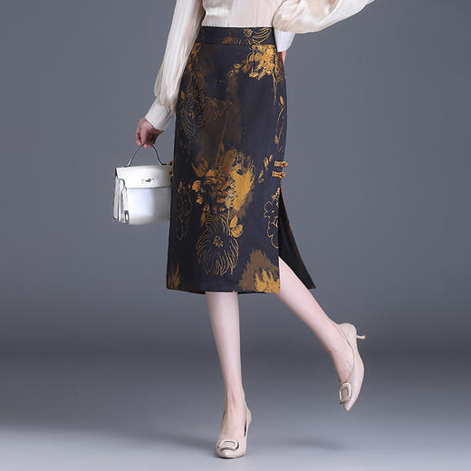 2022秋季新款修身开叉中拉链款显瘦遮垮多色休闲半身裙  AL2262 商品图1