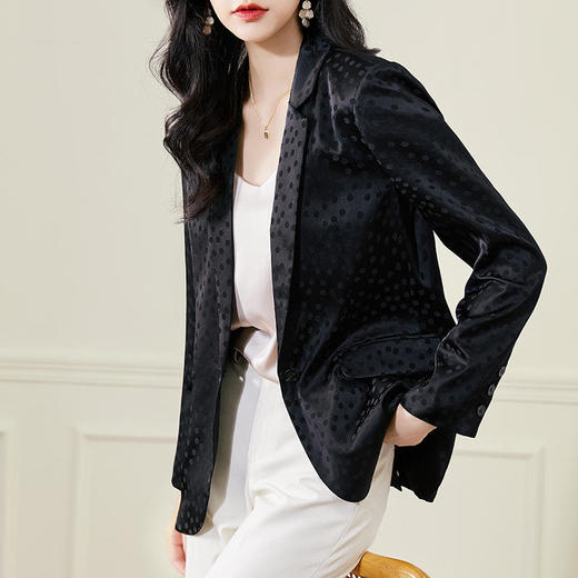 QY 89822高档气质纯色真丝桑蚕丝西服外套 商品图1