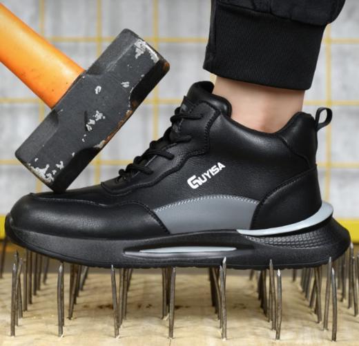 新款高帮四季款防砸防刺黑色防水劳保鞋男低帮超轻EVA鞋底护踝安全鞋防护鞋 商品图2