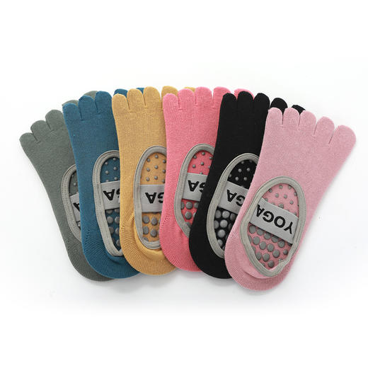 【新品】跨境五指拼色宽绑带女士瑜伽普拉提袜分趾点胶防滑袜 商品图2