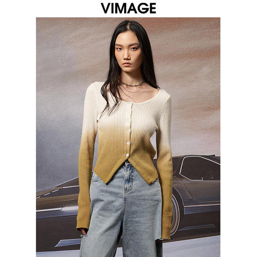 VIMAGE纬漫纪秋季新品时尚显瘦撞色针织衫V1801401 商品图5