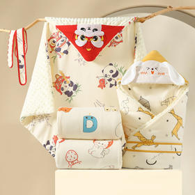 【萌趣动物夹棉豆豆绒抱被】春秋冬季厚款纯棉包裹被初生小包被宝宝产房婴儿抱被新生儿包单