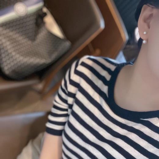 树叶 多用款耳钉 7-8mm淡水 正圆强光 925银镀金 商品图3