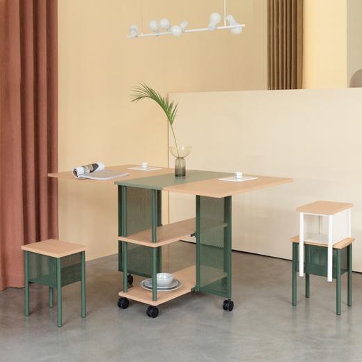 尖叫设计 胶囊折叠桌子带轮家用小户型简易可移动伸缩餐桌椅收纳 商品图0