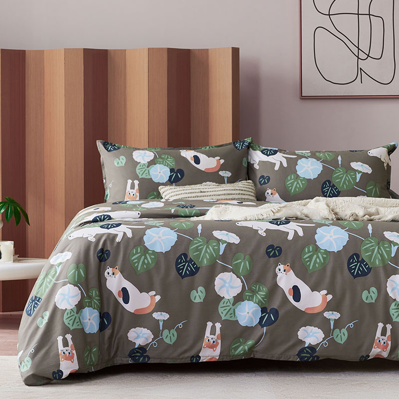 【幸运土猫】牵牛喵如茉全棉纯棉猫三四件套件柔软被套原创设计