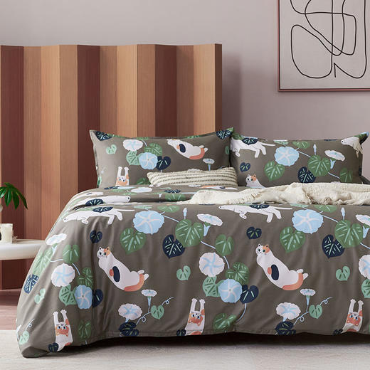 【幸运土猫】牵牛喵如茉全棉纯棉猫三四件套件柔软被套原创设计 商品图0