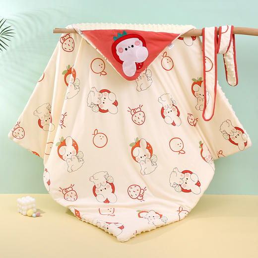 【萌趣动物夹棉豆豆绒抱被】春秋冬季厚款纯棉包裹被初生小包被宝宝产房婴儿抱被新生儿包单 商品图7