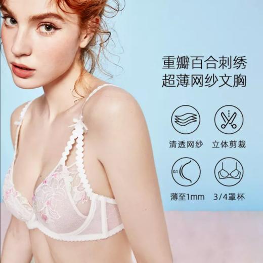 好奇蜜斯性感内衣女夏季超薄款上托文胸套装网纱蕾丝胸罩女性内裤奈尔 商品图0