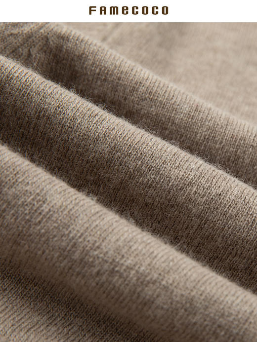 famecoco范可儿原创双层撞色短款针织开衫外套女秋V领长袖羊毛衫F225DE004 商品图4