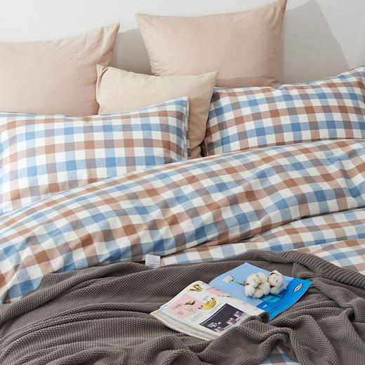 咖啡屋系列四件套 纯棉英伦风格子床单被罩水洗棉四件套 无印良品 商品图4