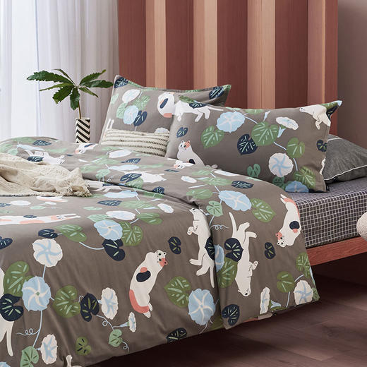 【幸运土猫】牵牛喵如茉全棉纯棉猫三四件套件柔软被套原创设计 商品图1