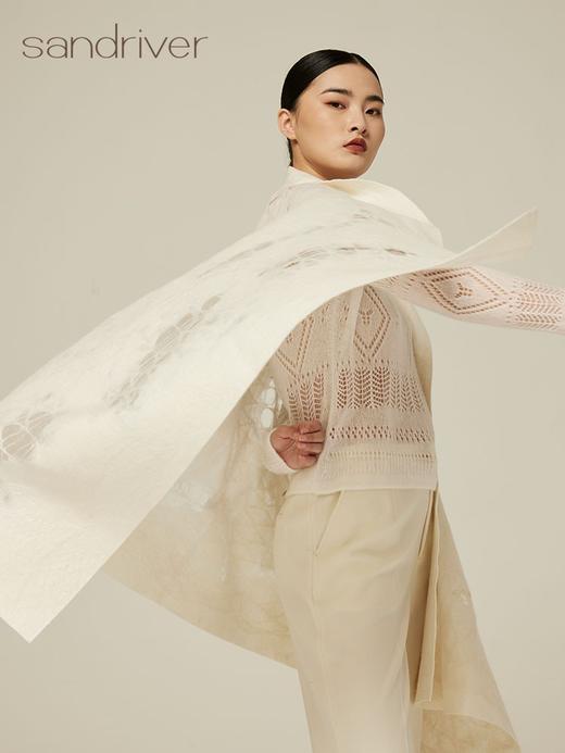 针织羊绒手工毛毡围巾 SJF94P330K 商品图4