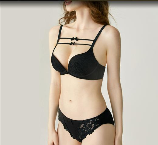 好奇蜜斯前扣内衣女小胸聚拢薄款无钢圈文胸套装少女蕾丝性感胸罩莉迪亚 商品图2