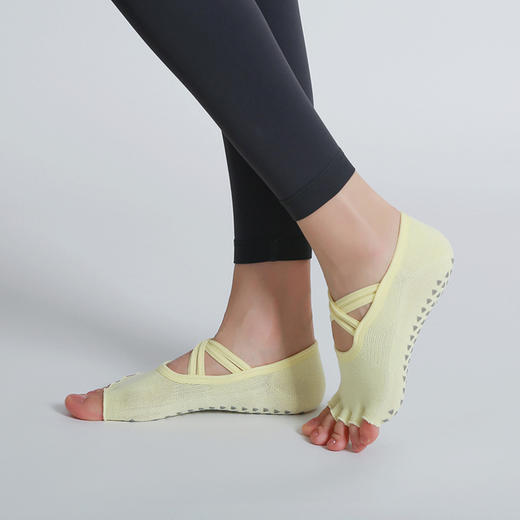 【新品】女士五指瑜伽袜双交叉系带专业普拉提舞蹈防滑地板袜 商品图1