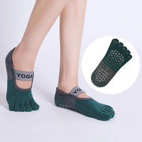 【新品】跨境五指拼色宽绑带女士瑜伽普拉提袜分趾点胶防滑袜