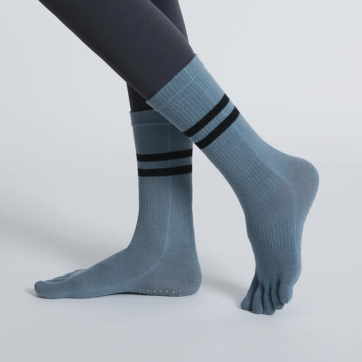 秋冬双杠瑜伽袜小腿微压分趾防滑地板袜点胶普拉提袜【11800】 商品图2