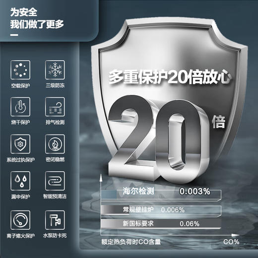 海尔变频一级能效冷凝燃气壁挂炉天然气采暖炉热水器板换式地暖暖气片五点恒温LL1PBD26-JN7(T)U1 商品图6