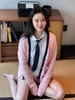 秋游系列玫瑰少女紫粉学院麻花毛衣开衫 商品缩略图1
