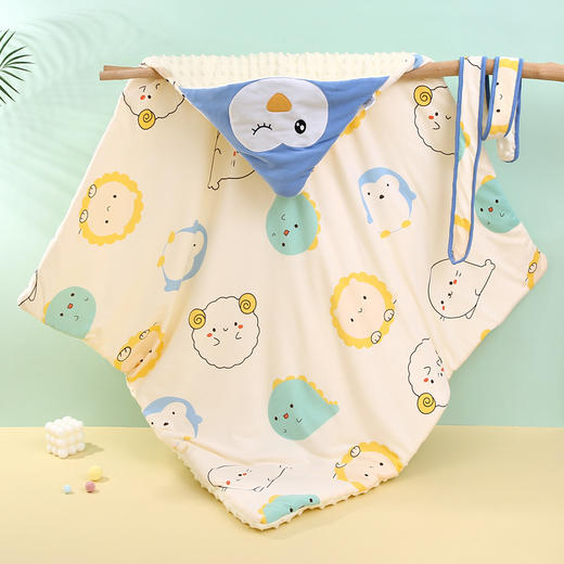 【萌趣动物夹棉豆豆绒抱被】春秋冬季厚款纯棉包裹被初生小包被宝宝产房婴儿抱被新生儿包单 商品图8