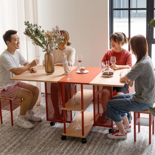 尖叫设计 胶囊折叠桌子带轮家用小户型简易可移动伸缩餐桌椅收纳 商品图1