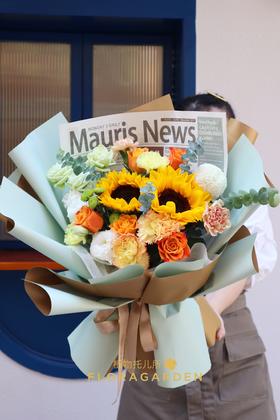 感恩有你 向日葵玫瑰鲜花花束款式一