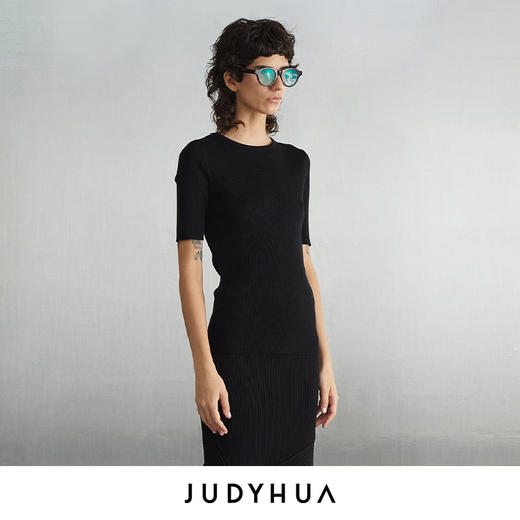 JUDYHUA 背拼接绳设计针织短袖上衣 商品图1