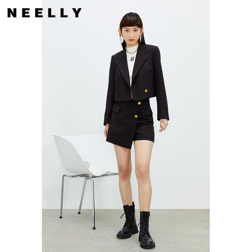 NEELLY纳俪商场同款一粒扣短款西装外套女2022春季新款时尚西服潮 商品图1