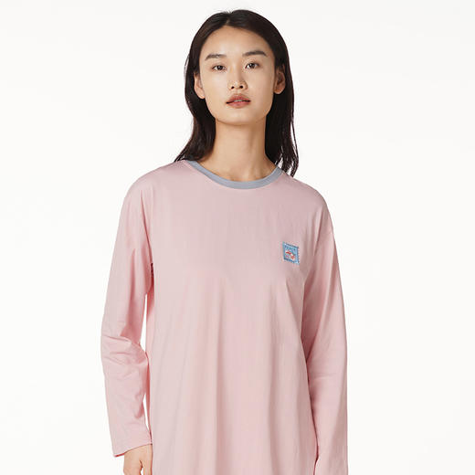 都市丽人好睡好眠女士特价棉质睡裙26支CVC单面薄家居服长袖裙睡衣LH26F2 商品图0