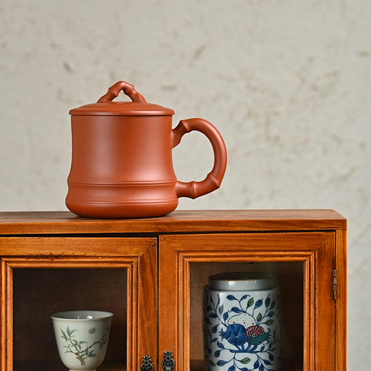 梵匠 『秀竹』名家纯手工 功夫茶泡茶杯男女通用办公大容量盖杯 宜兴原矿朱泥紫砂杯 380cc 商品图10