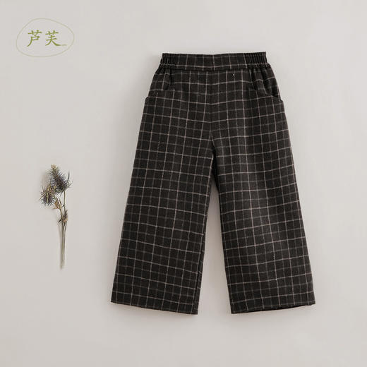 【马克珍妮 芦芙】秋装新款 女童羊毛呢子格纹阔腿裤221805 商品图1