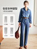 OLrain法式深色牛仔裤女秋季2022新款高腰复古刺绣直筒宽松阔腿裤 商品缩略图0