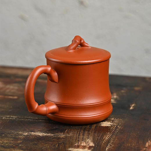 梵匠 『秀竹』名家纯手工 功夫茶泡茶杯男女通用办公大容量盖杯 宜兴原矿朱泥紫砂杯 380cc 商品图9