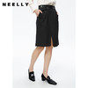 NEELLY纳俪商场同款2022秋季新款半身裙女下开叉显瘦黑色A字裙N22091E01138 商品缩略图0