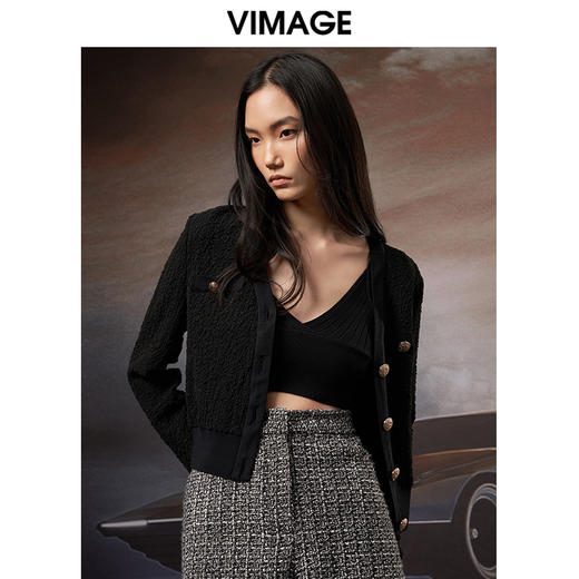 VIMAGE纬漫纪秋季新款百搭修身显瘦开衫外套V1813416 商品图0