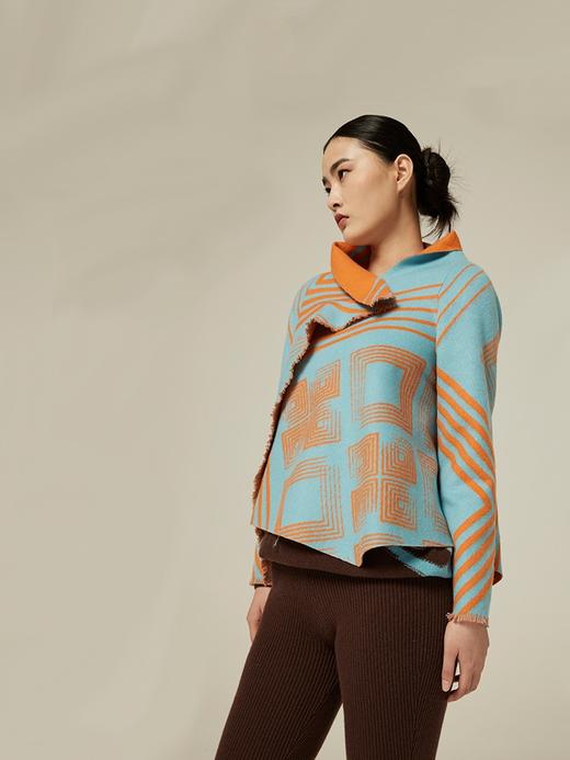 斜拉链提花面料羊绒外套 SJF94W229K 商品图2