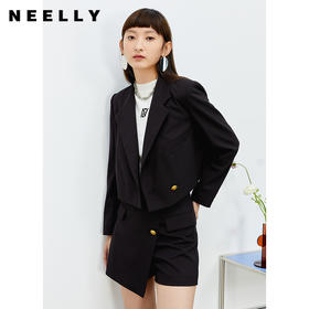 NEELLY纳俪商场同款一粒扣短款西装外套女2022春季新款时尚西服潮