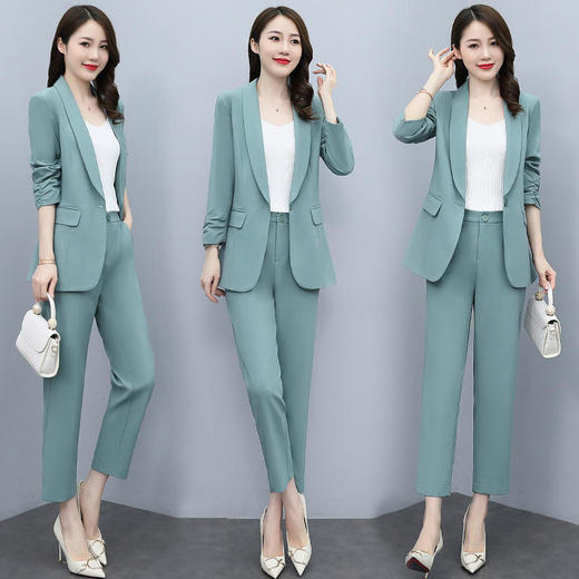 西装套装，秋季新款显瘦气质时尚职业洋气减龄休闲西服两件套HR-ZRX3079 商品图4