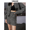 VIMAGE纬漫纪秋季新款粗花呢格子洋气复古直筒显瘦高腰女短裤裤子V1805409 商品缩略图2