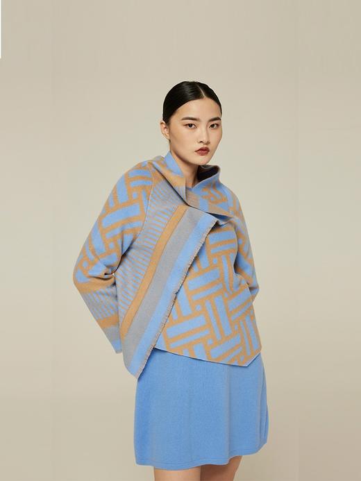 斜拉链提花面料羊绒外套 SJF94W229K 商品图0