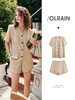 OLrain法式咖色时尚套装女早秋2022年新款宽松复古西装短裤两件套 商品缩略图0