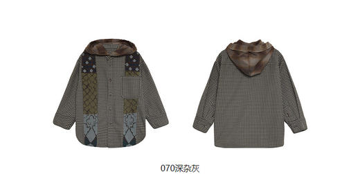 江南布衣童  棉质条纹连帽长袖衬衣   1M8211600 商品图9